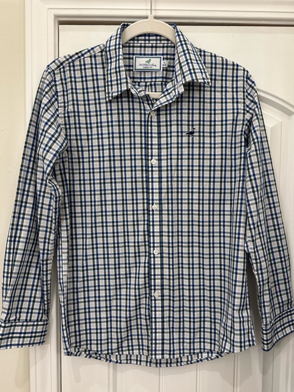 Properly Tied Checked Long Sleeve Sportshirt Button Up YL 14/16